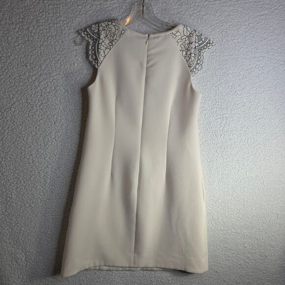 J. CREW sz4 WinterWhite w Lace Cap sleeve Dress. Classy. Weddings Events Careers - Picture 4 of 16